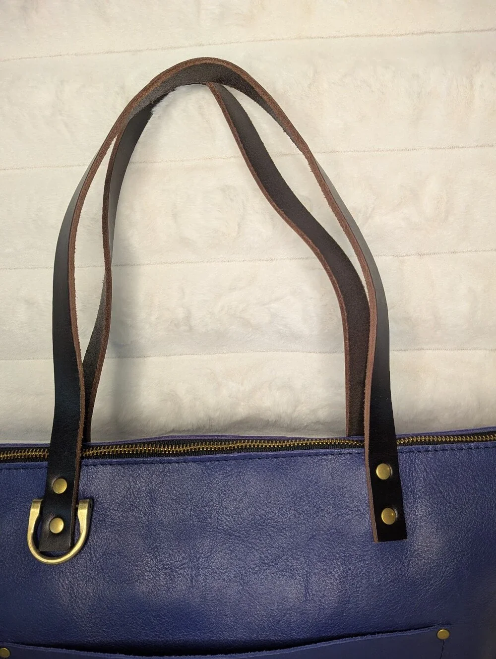 Portland Leather Goods Large Cobalt Blue Zipper Tote Bag